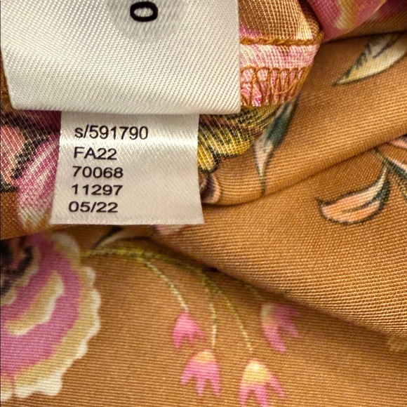 LOFT Floral Blouse Mustard Burgundy Long Sleeves Women's Small - Picture 11 of 14